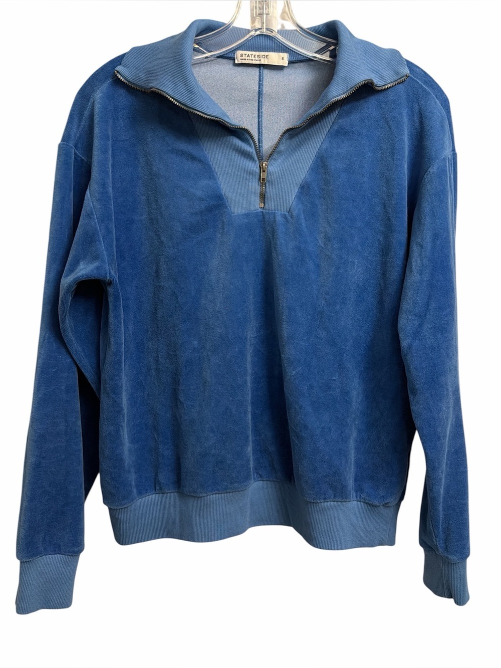 Stateside Women's Blue Quarter-Zip V-Neck Sweater
